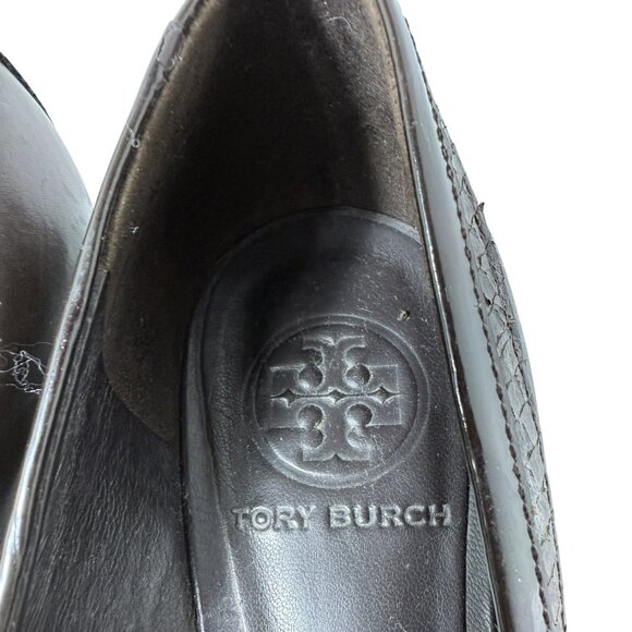Tory Burch “Rita” Brown Leather Heels | Logo Detail | Size 5.5M - Picture 8 of 8